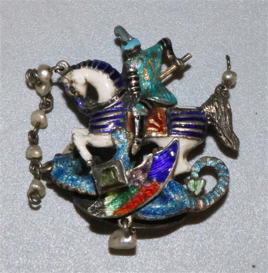Austro- Hungarian silver and enamel brooch